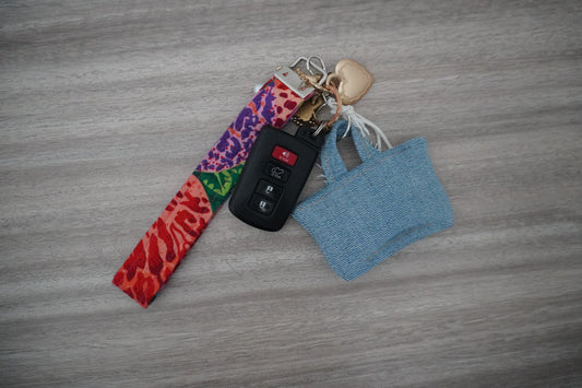 Denim purse bag charm